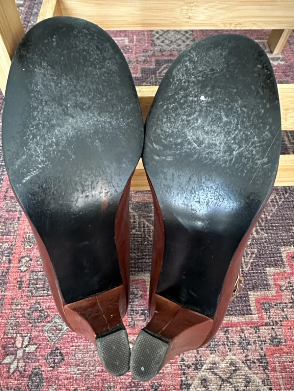 JEFFREY CAMPBELL Brown Leather T-Strap Heels Vintage-Inspired Mary Jane‎ Pumps 7